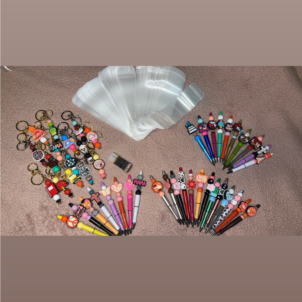 Beaded pens and keychains for sale!